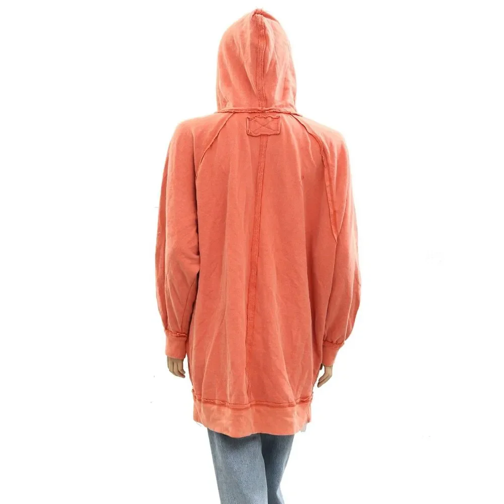 Free People We The Free Printed Sweatshirt Hoodie Top Oversized Orange S 284215